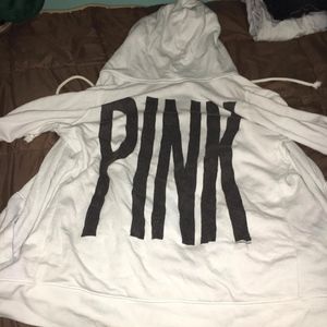 White Zip-up Hoodie from PINK